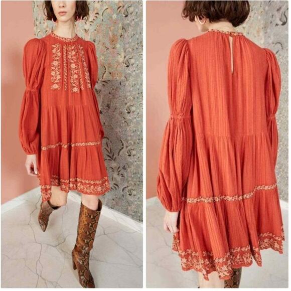 Ulla Johnson Ceres Mini Dress Clay Beaded - Picture 1 of 10